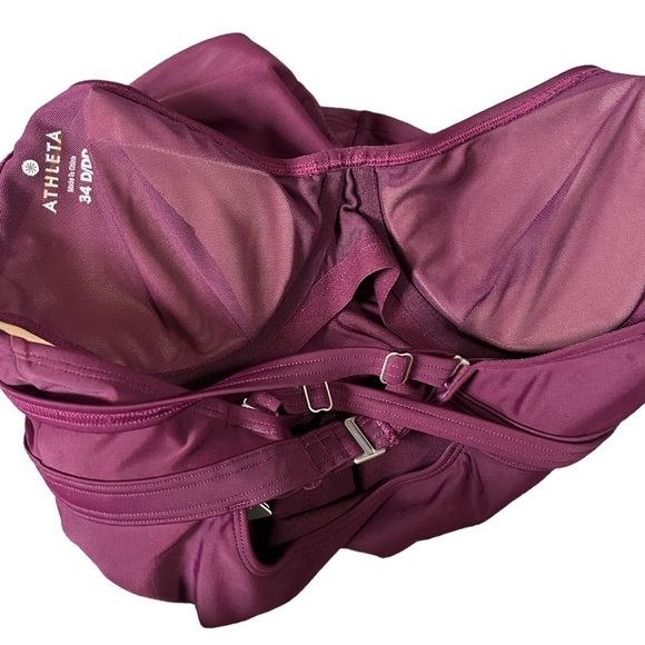 NWOT Athleta Purple Smocked Quick Dri Tankini Swim Top - Picture 5 of 7